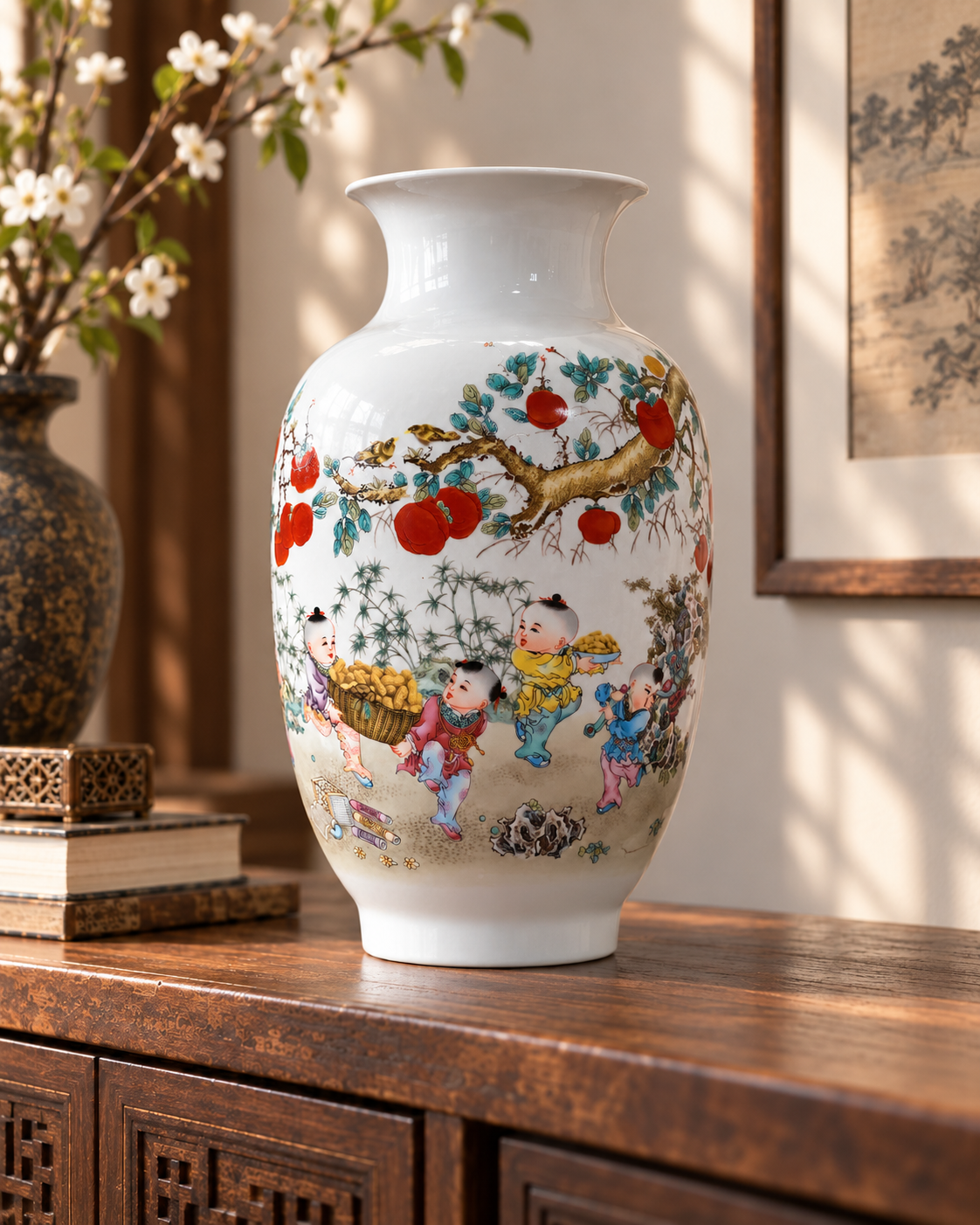 Traditional Chinese Ceramic Decorative Vase- Good things