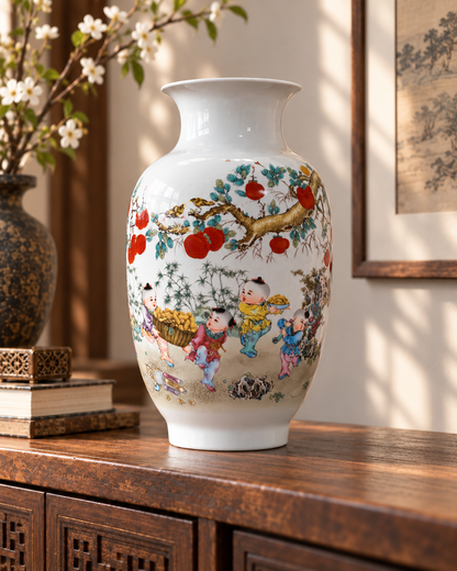 Traditional Chinese Ceramic Decorative Vase- Good things