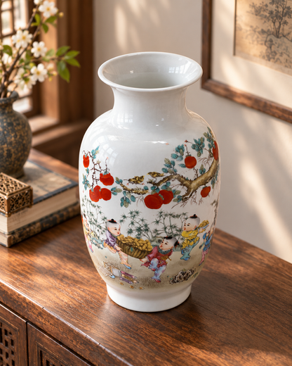Traditional Chinese Ceramic Decorative Vase- Good things