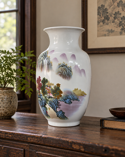 Traditional Landscape Ceramic Vase-Hidden Paradise
