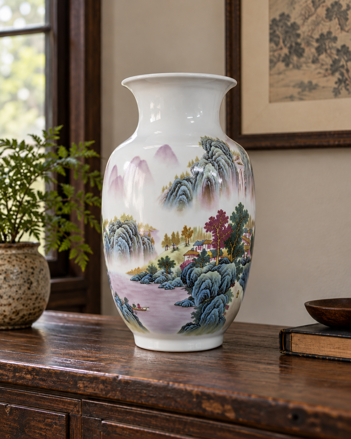 Traditional Landscape Ceramic Vase-Hidden Paradise