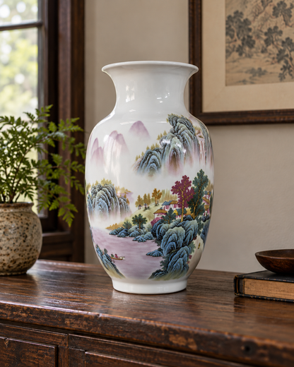 Traditional Landscape Ceramic Vase-Hidden Paradise