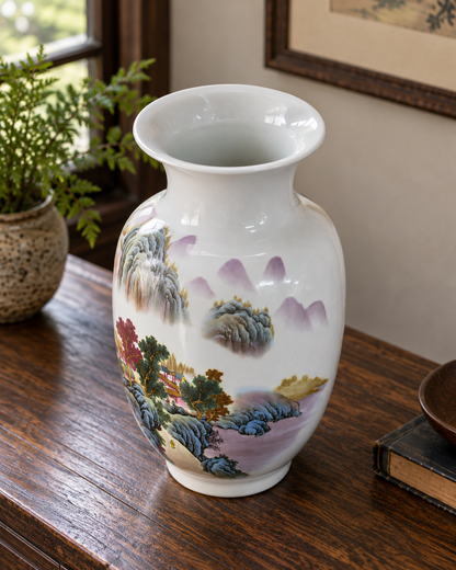 Traditional Landscape Ceramic Vase-Hidden Paradise