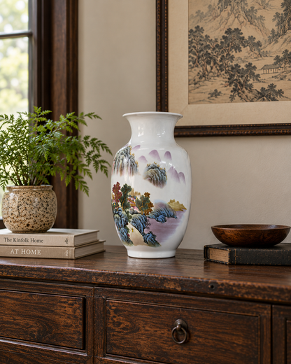 Traditional Landscape Ceramic Vase-Hidden Paradise