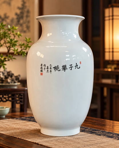 Traditional Ceramic Decorative Vase-Peaches of Longevity