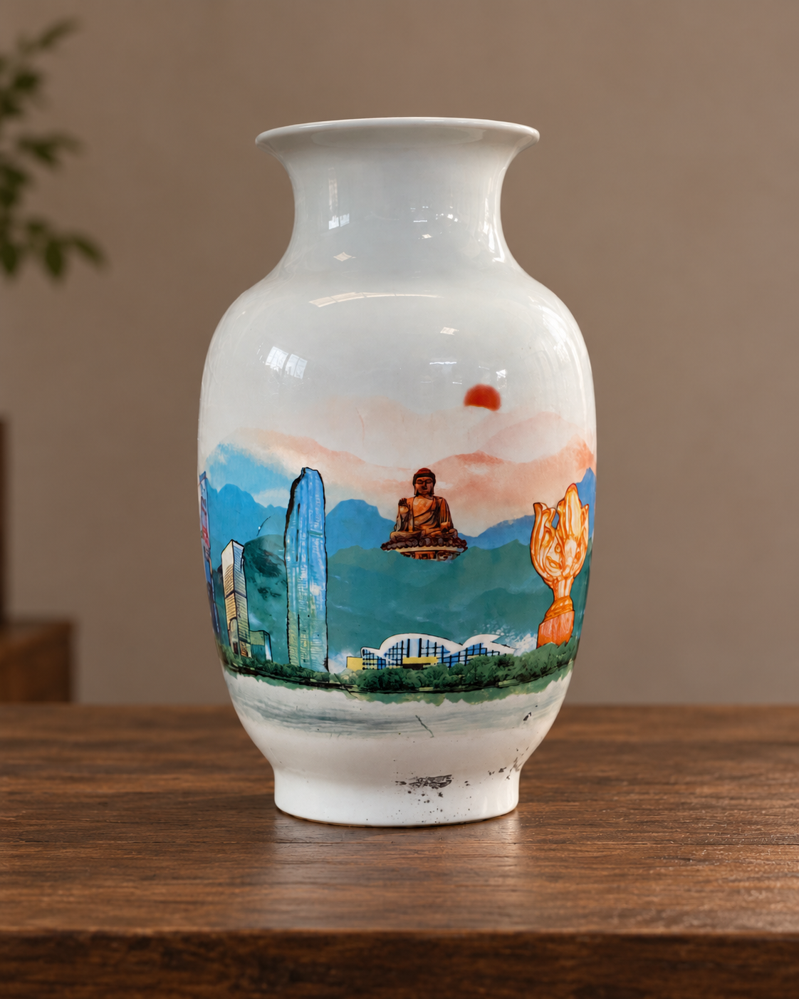 Decorative Ceramic Vase with Scenic Artwork-United Hearts child vase