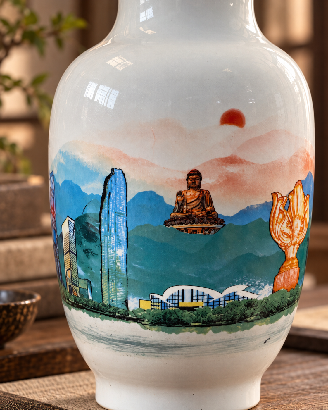 Decorative Ceramic Vase with Scenic Artwork-United Hearts child vase