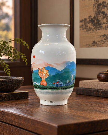 Decorative Ceramic Vase with Scenic Artwork-United Hearts child vase