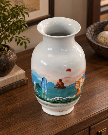 Decorative Ceramic Vase with Scenic Artwork-United Hearts child vase