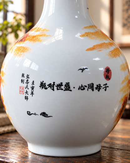 Traditional Landscape Ceramic Vase-United Hearts