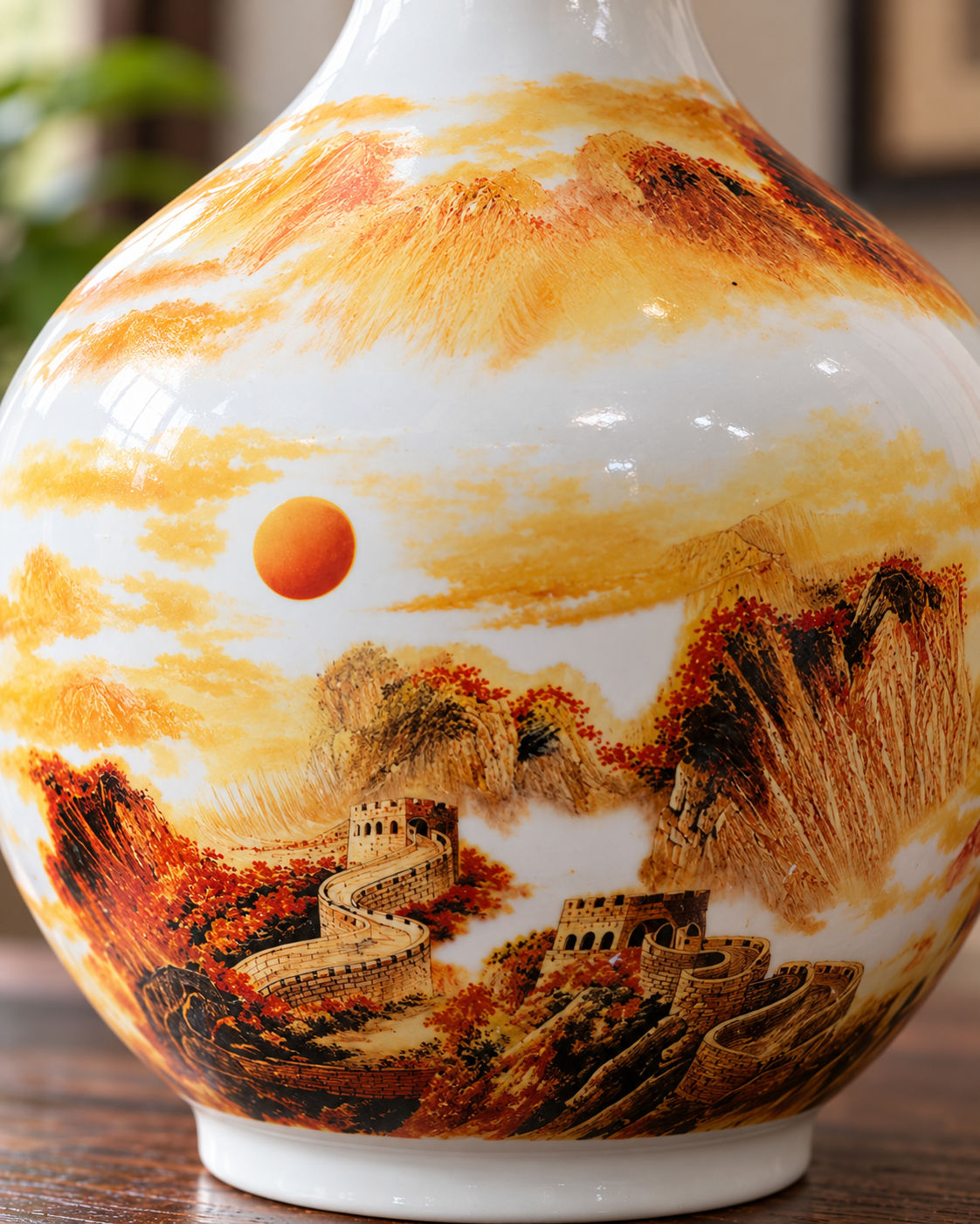 Traditional Landscape Ceramic Vase-United Hearts