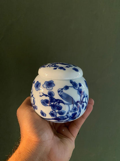Blue&white Porcelain Tea kitchen bird&floral Jars With Lids –  Ceramic Tea Storage Canisters Airtight Container for Loose Tea, Sugar, Herbs