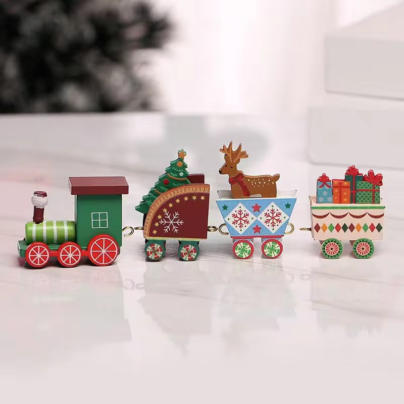 Wooden Christmas Train Decorative Set
