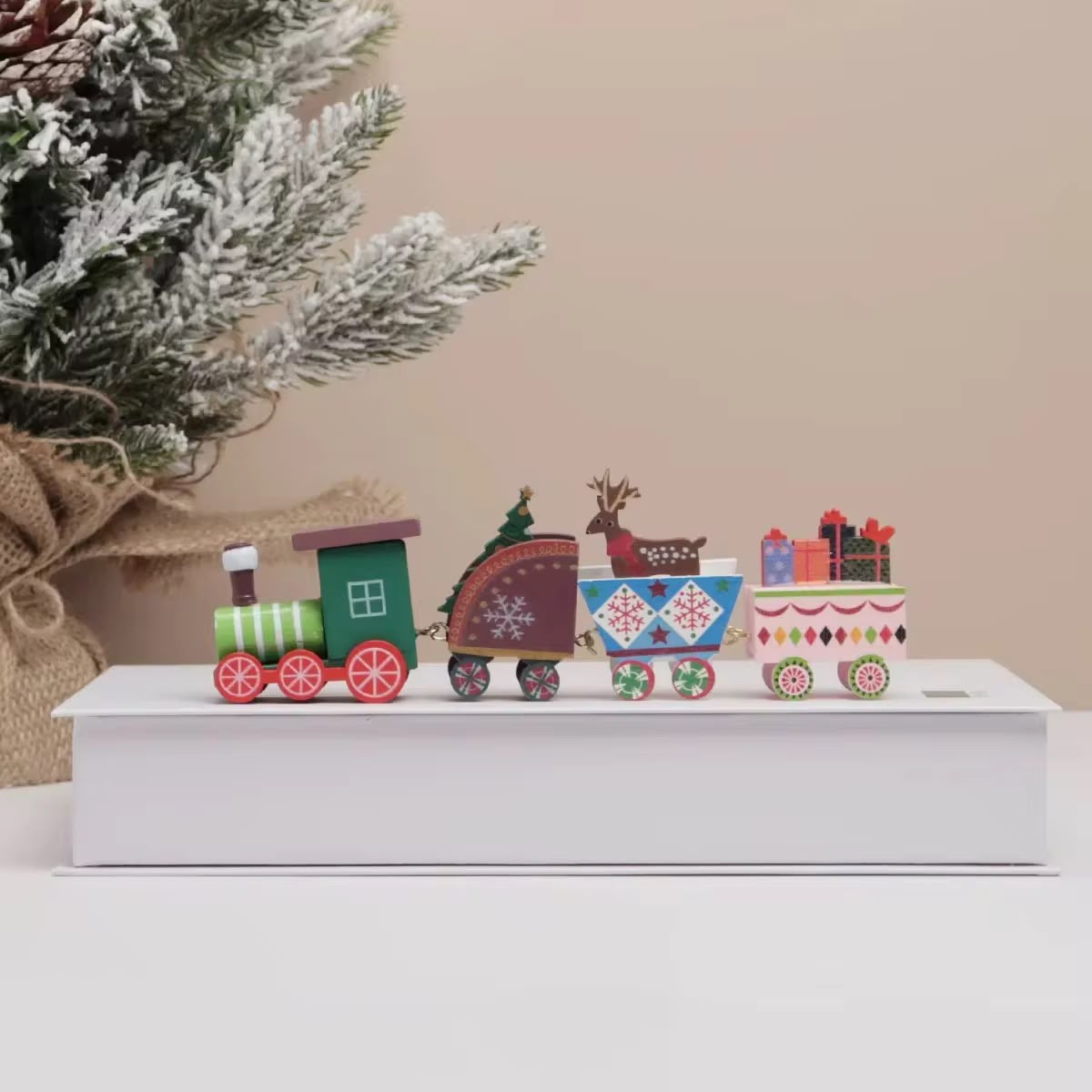Wooden Christmas Train Decorative Set