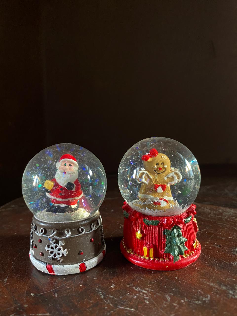 Christmas Snow Globe Set of 2 – Santa & Gingerbread Man