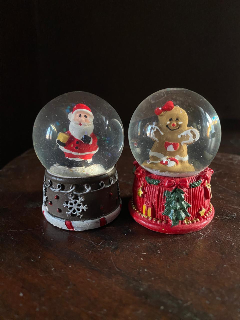 Christmas Snow Globe Set of 2 – Santa & Gingerbread Man