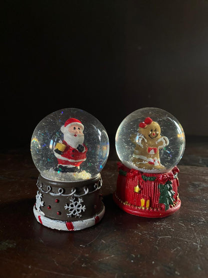 Christmas Snow Globe Set of 2 – Santa & Gingerbread Man