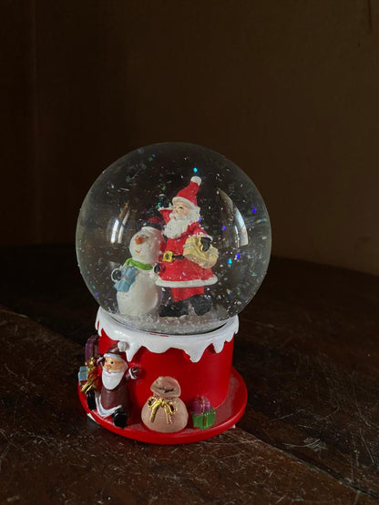 Christmas Snow Globe with Santa & Snowman