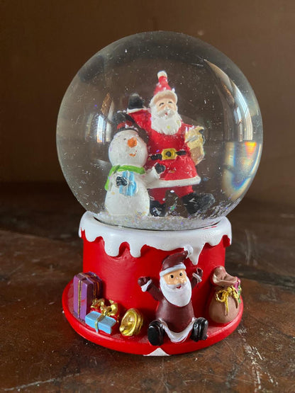 Christmas Snow Globe with Santa & Snowman