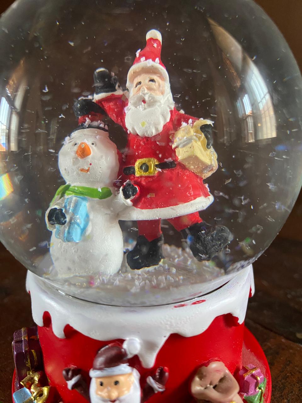 Christmas Snow Globe with Santa & Snowman