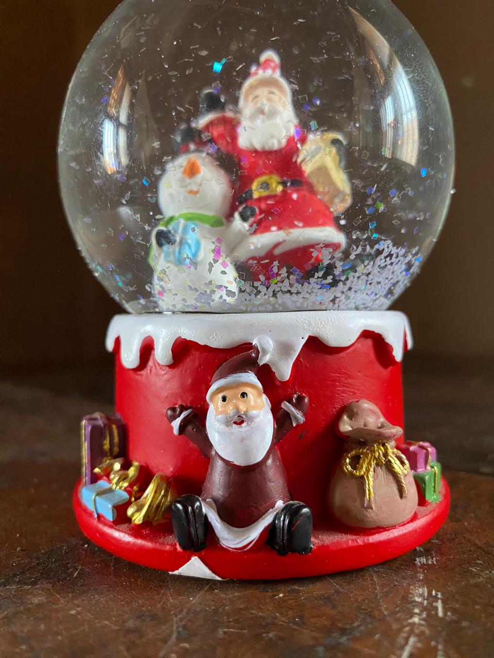 Christmas Snow Globe with Santa & Snowman