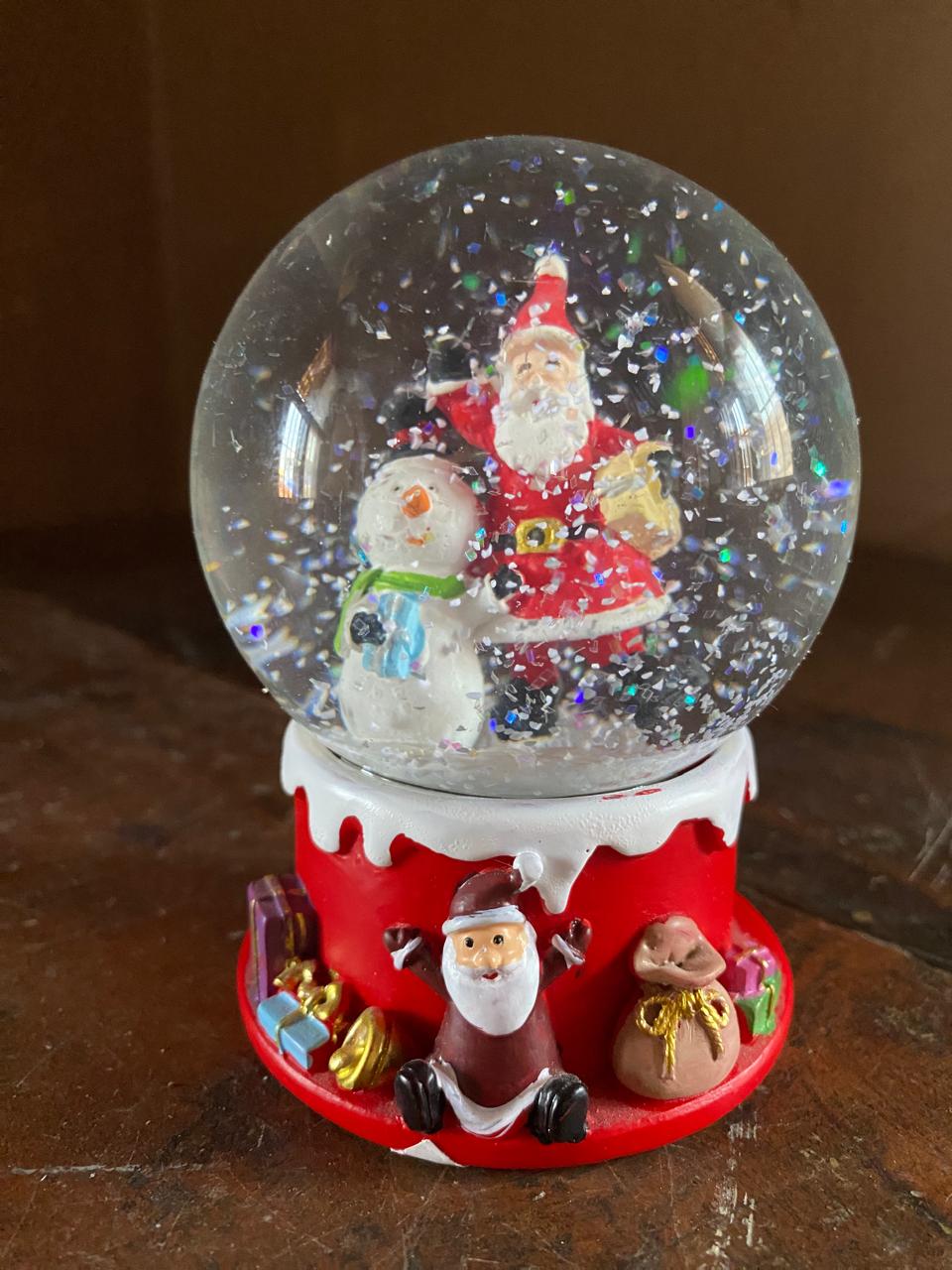 Christmas Snow Globe with Santa & Snowman