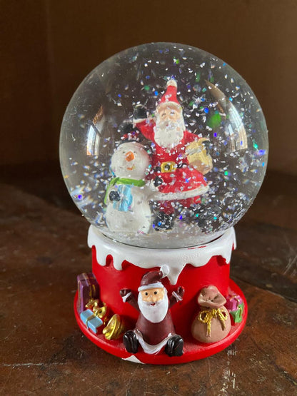 Christmas Snow Globe with Santa & Snowman