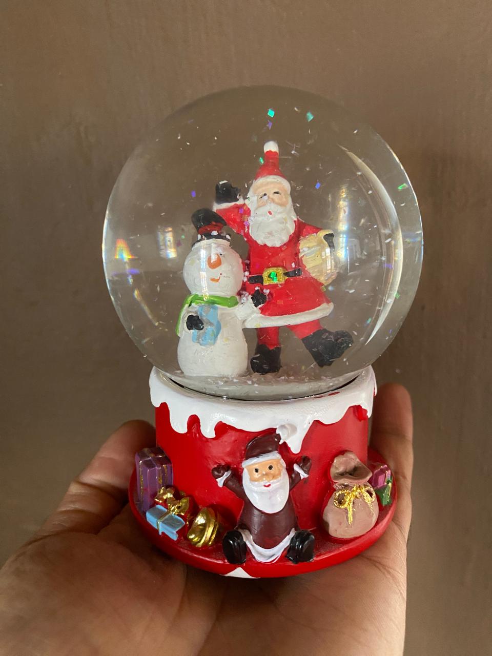 Christmas Snow Globe with Santa & Snowman