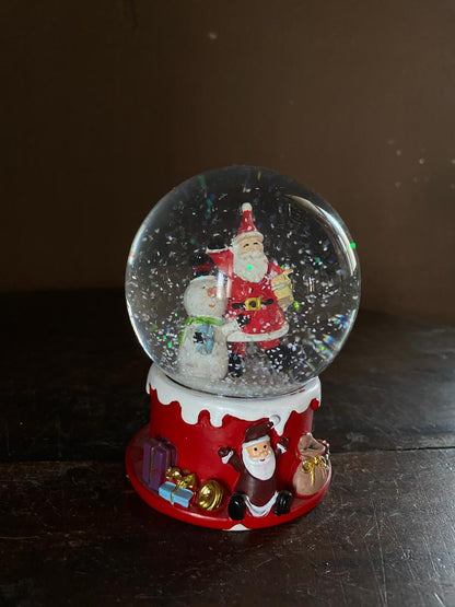 Santa and snowman Christmas snow globe tabletop decoration