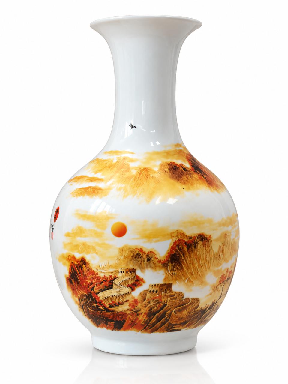 Traditional Landscape Ceramic Vase-United Hearts