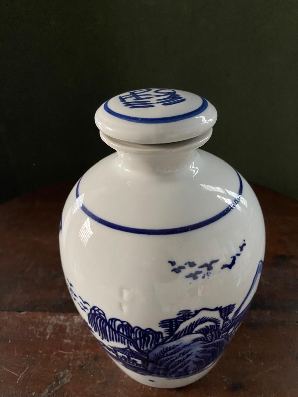 Imported Blue & White Chinese Porcelain Vase | Decorative Oriental Ceramic Flower Vase | Chinoiserie Home Decor