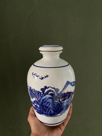 Imported Blue & White Chinese Porcelain Vase | Decorative Oriental Ceramic Flower Vase | Chinoiserie Home Decor