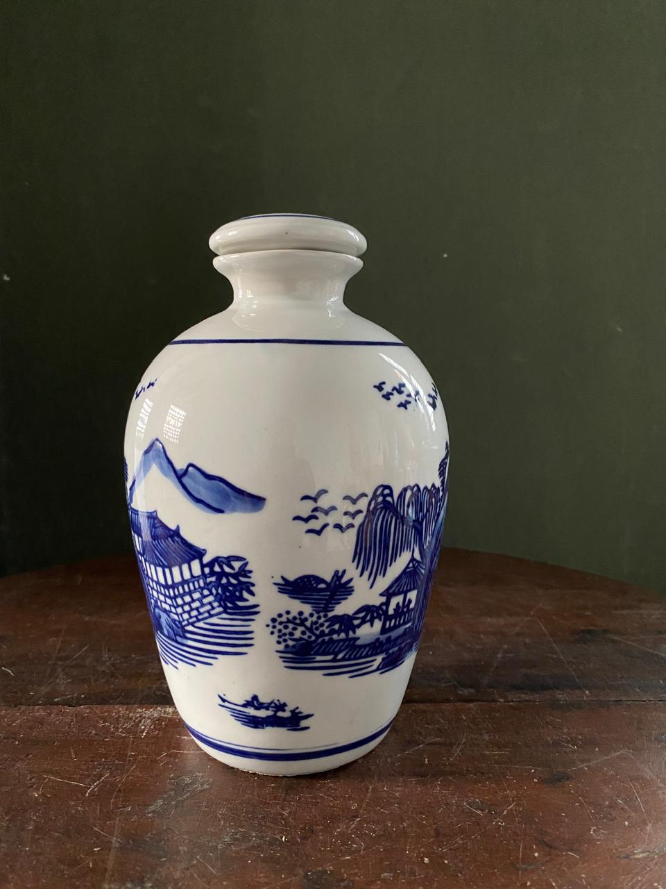Imported Blue & White Chinese Porcelain Vase | Decorative Oriental Ceramic Flower Vase | Chinoiserie Home Decor