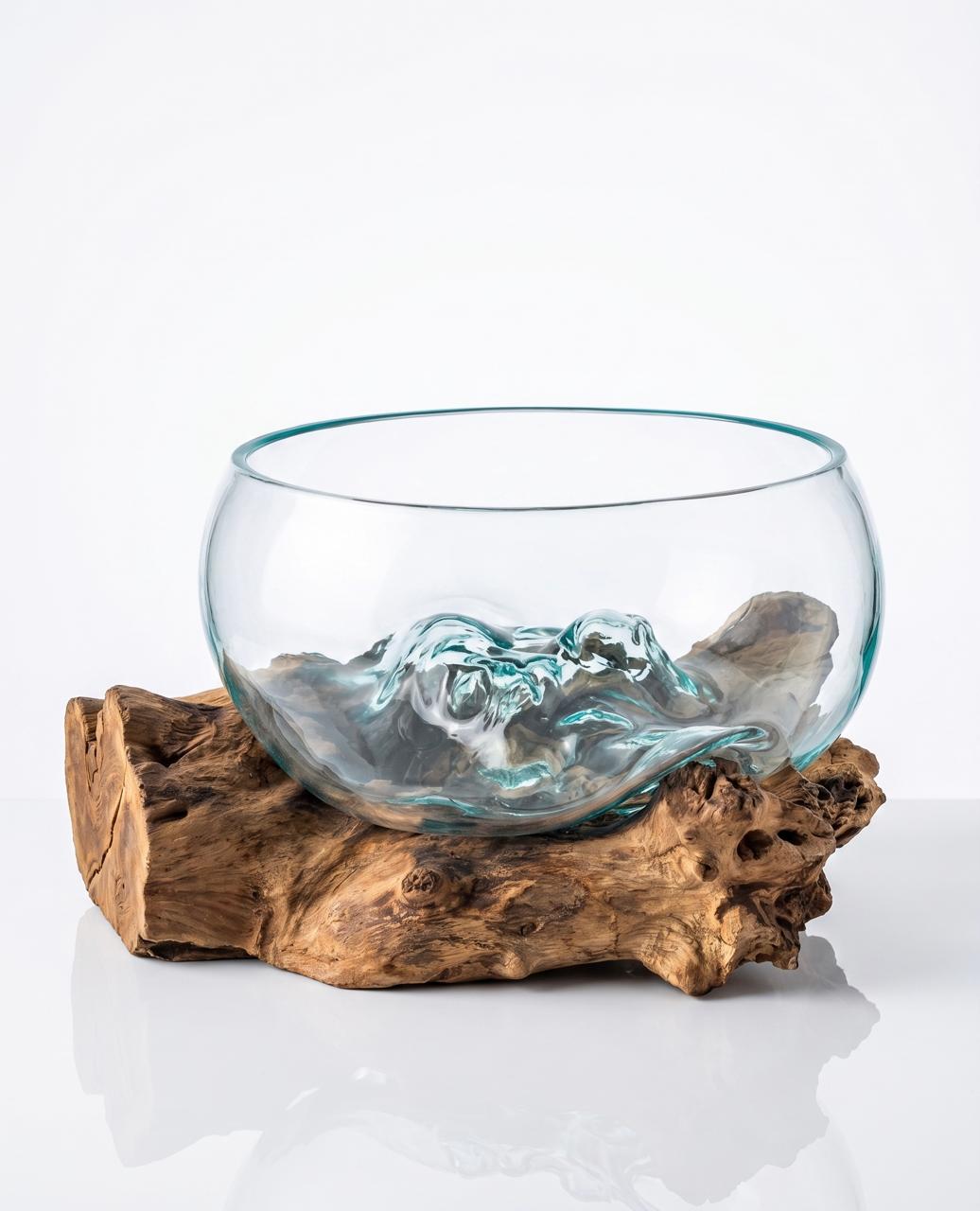 Molten Glass on  Driftwood-Oceanbowl(large)