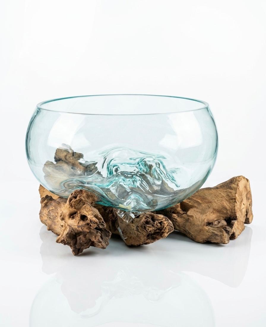 Molten Glass on  Driftwood-Oceanbowl(large)