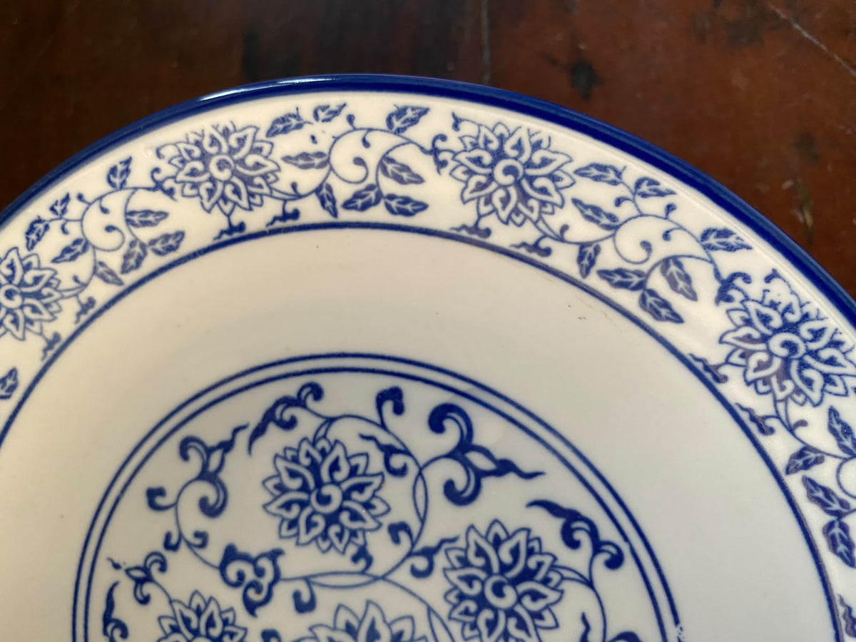 Blue & White Floral Ceramic Pedestal Stand