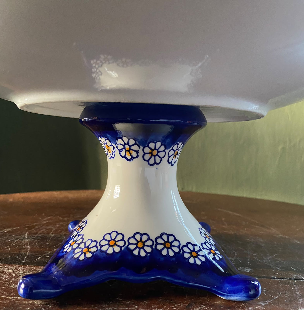 Blue & White Floral Ceramic Pedestal Stand