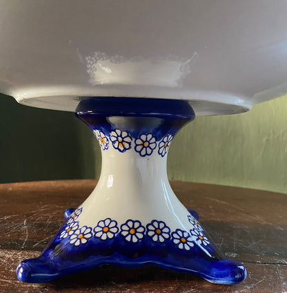 Blue & White Floral Ceramic Pedestal Stand