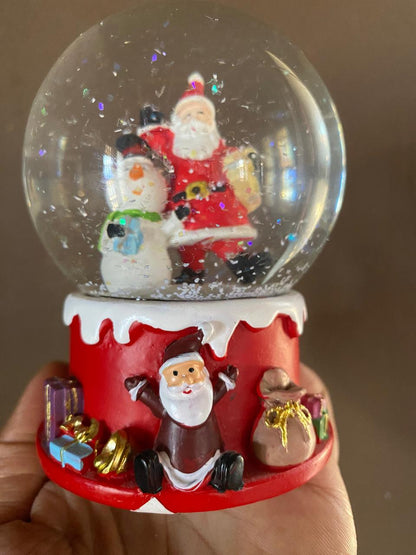 Christmas Snow Globe with Santa & Snowman