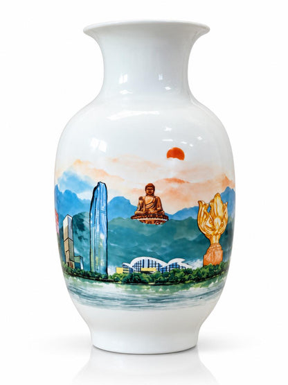 Decorative Ceramic Vase with Scenic Artwork-United Hearts child vase