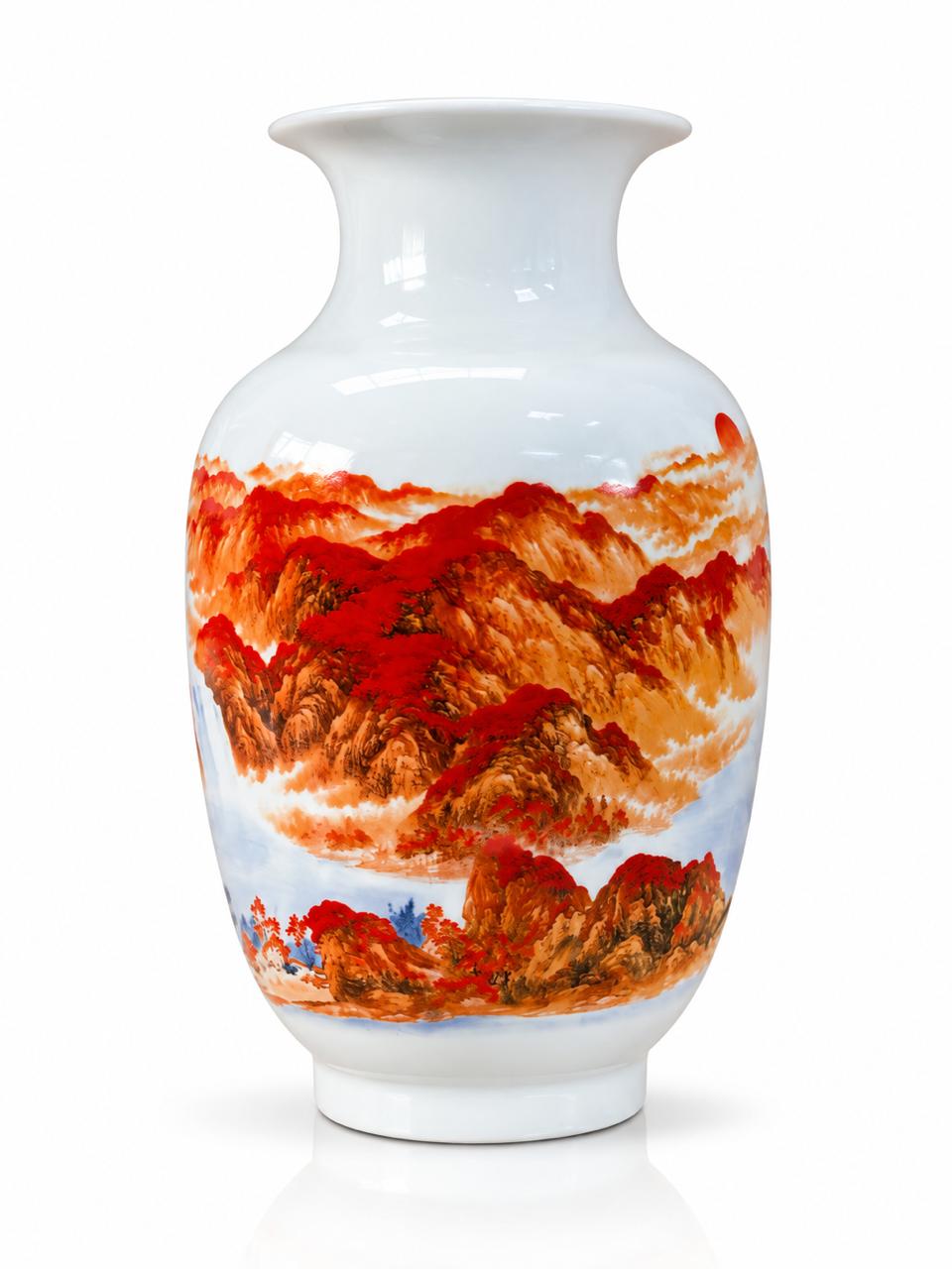 Traditional Landscape Ceramic Decorative Vase-Red Fortune
